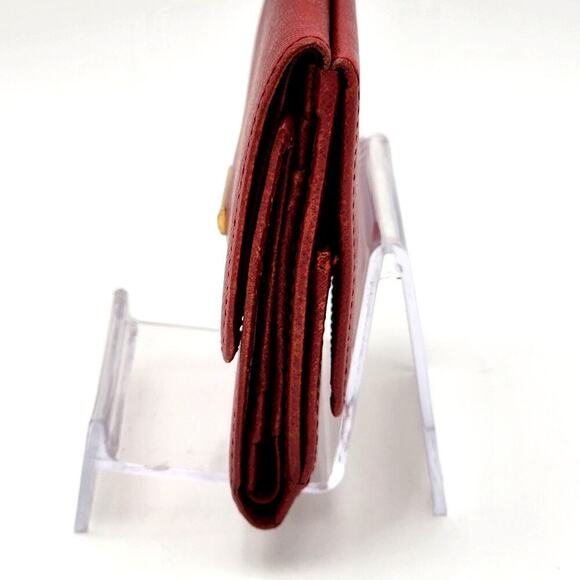 BURBERRY Compact Red Cross Grain Leather Tri-Fold Wallet - Picture 5 of 12